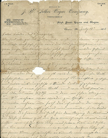July 19, 1906 Letter from JW Selker to KF Selker