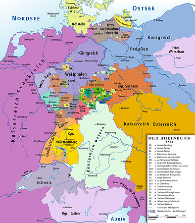 Rheinbund 1812, political map.png