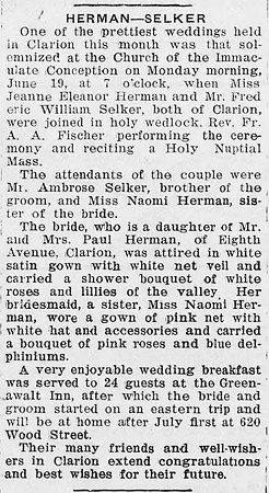 The_Clarion_Democrat_Thu__Jun_22__1933_Selker-Herman Wedding