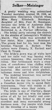 The_Clarion_Democrat_Thu__Aug_22__1935_Selker-Meisinger Wedding